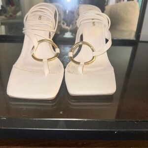 Fashion Nova White and Gold Heels